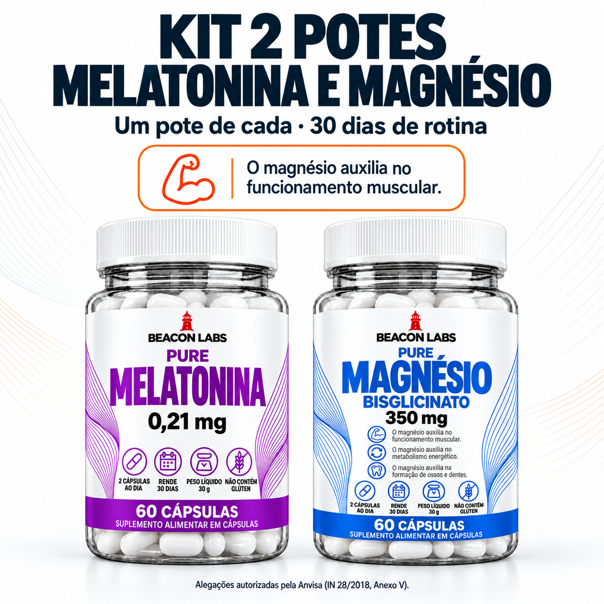 Combo Melatonina + Magnésio – benefícios de cada item (frases do rótulo)