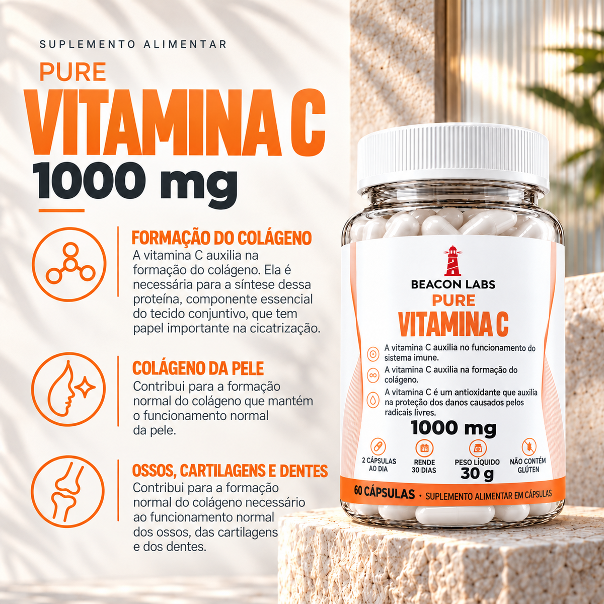Pure Vitamina C Ácido Ascórbico 1000mg – beneficios lista