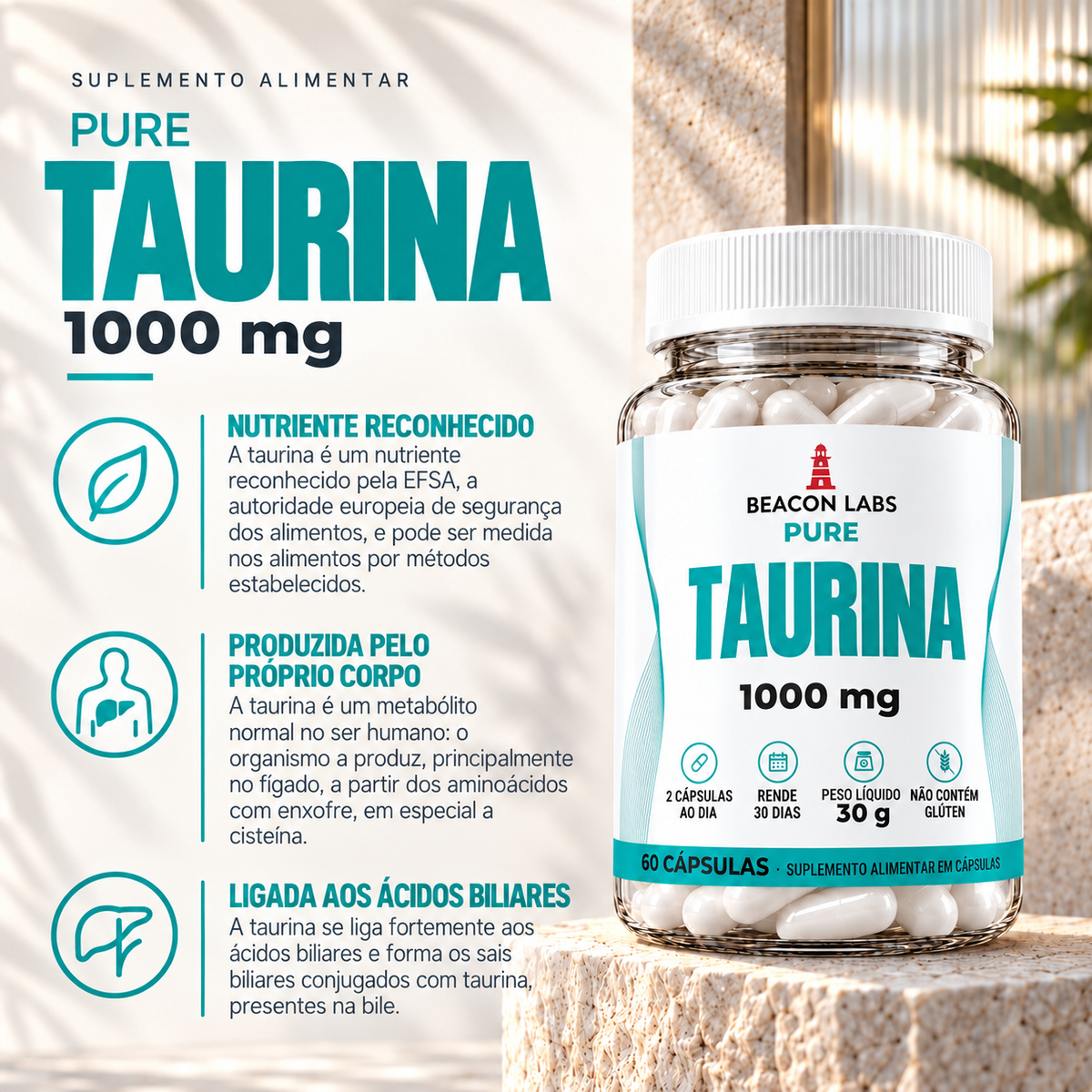 Pure Taurina 1000mg – beneficios lista