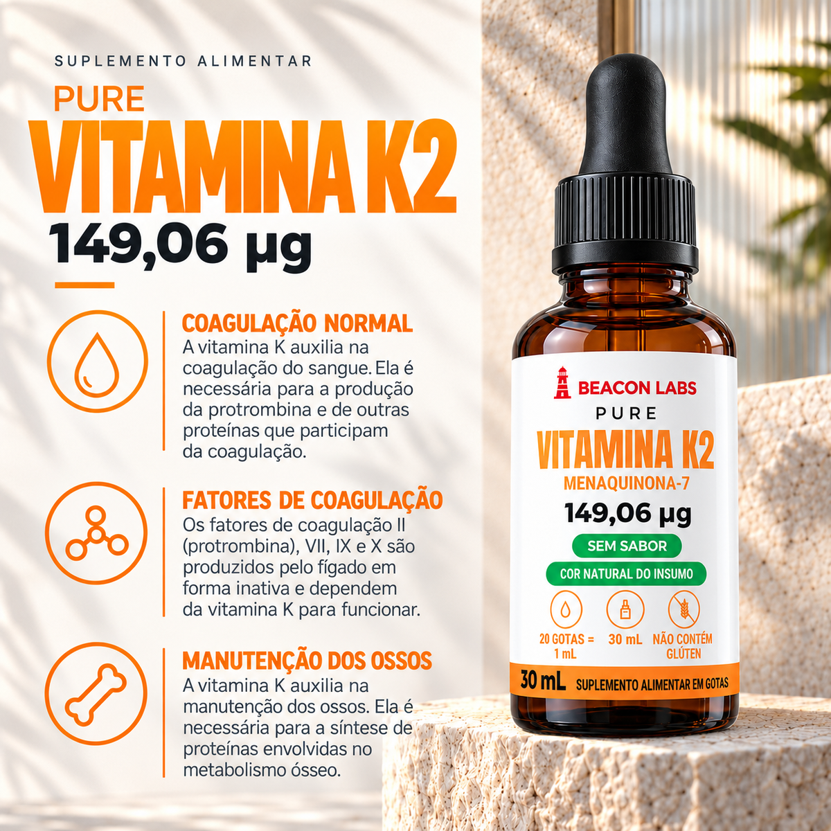 Pure Vitamina K2 MK-7 Menaquinona 149,06mcg – beneficios lista