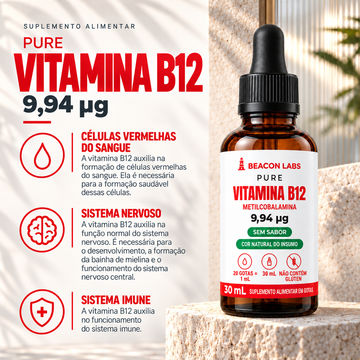 Pure Vitamina B12 Metilcobalamina 9,94mcg – beneficios lista