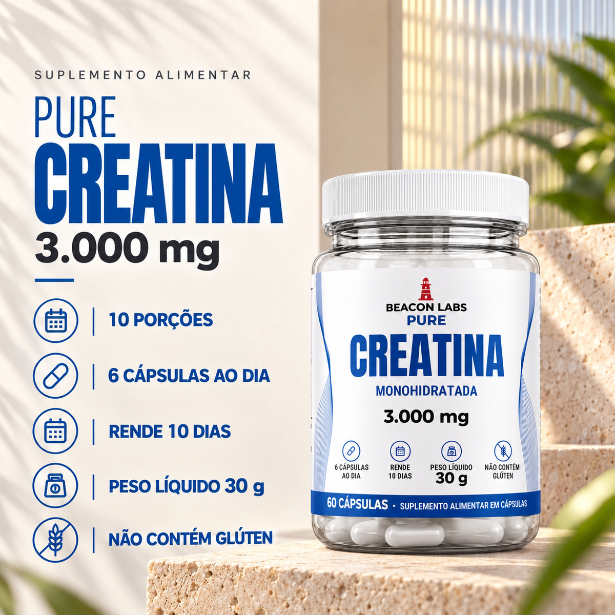 Pure Creatina Monohidratada 1000mg – fatos dose