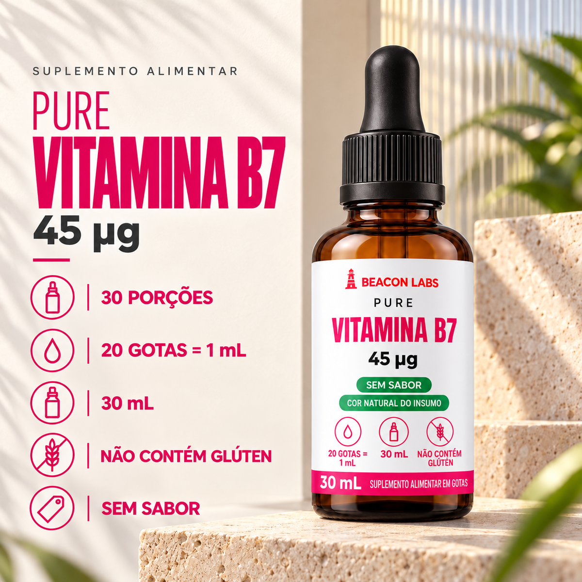 Pure Vitamina B7 Biotina 45mcg – fatos dose