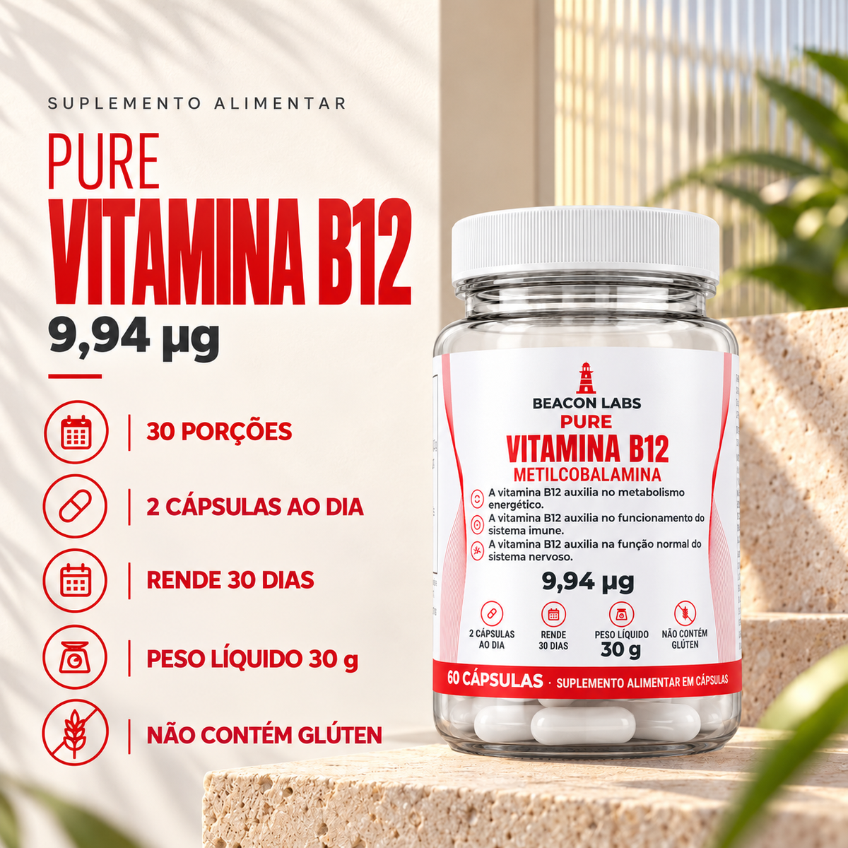 Pure Vitamina B12 Metilcobalamina 9,94mcg – fatos dose