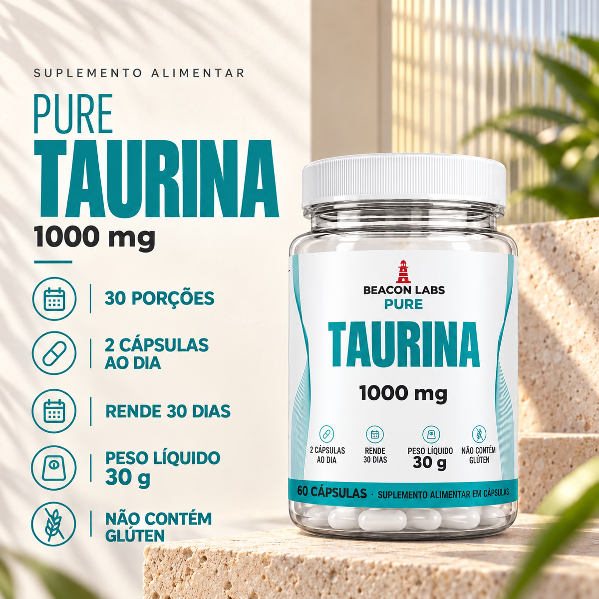 Pure Taurina 1000mg – fatos dose
