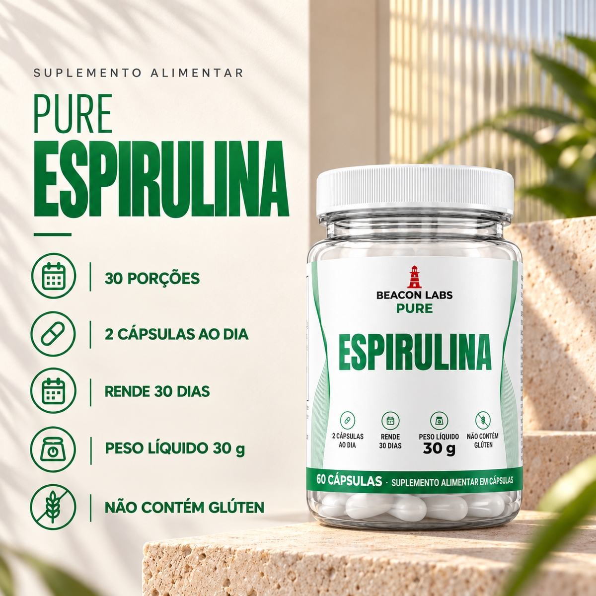 Pure Espirulina Spirulina – fatos dose