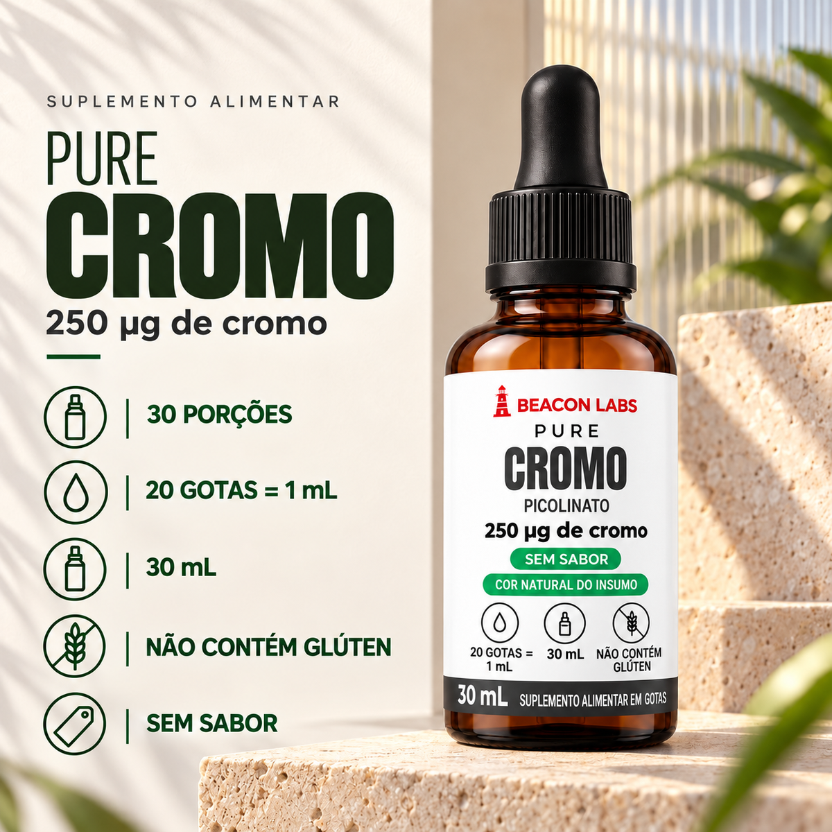 Pure Picolinato de Cromo 250mcg – fatos dose