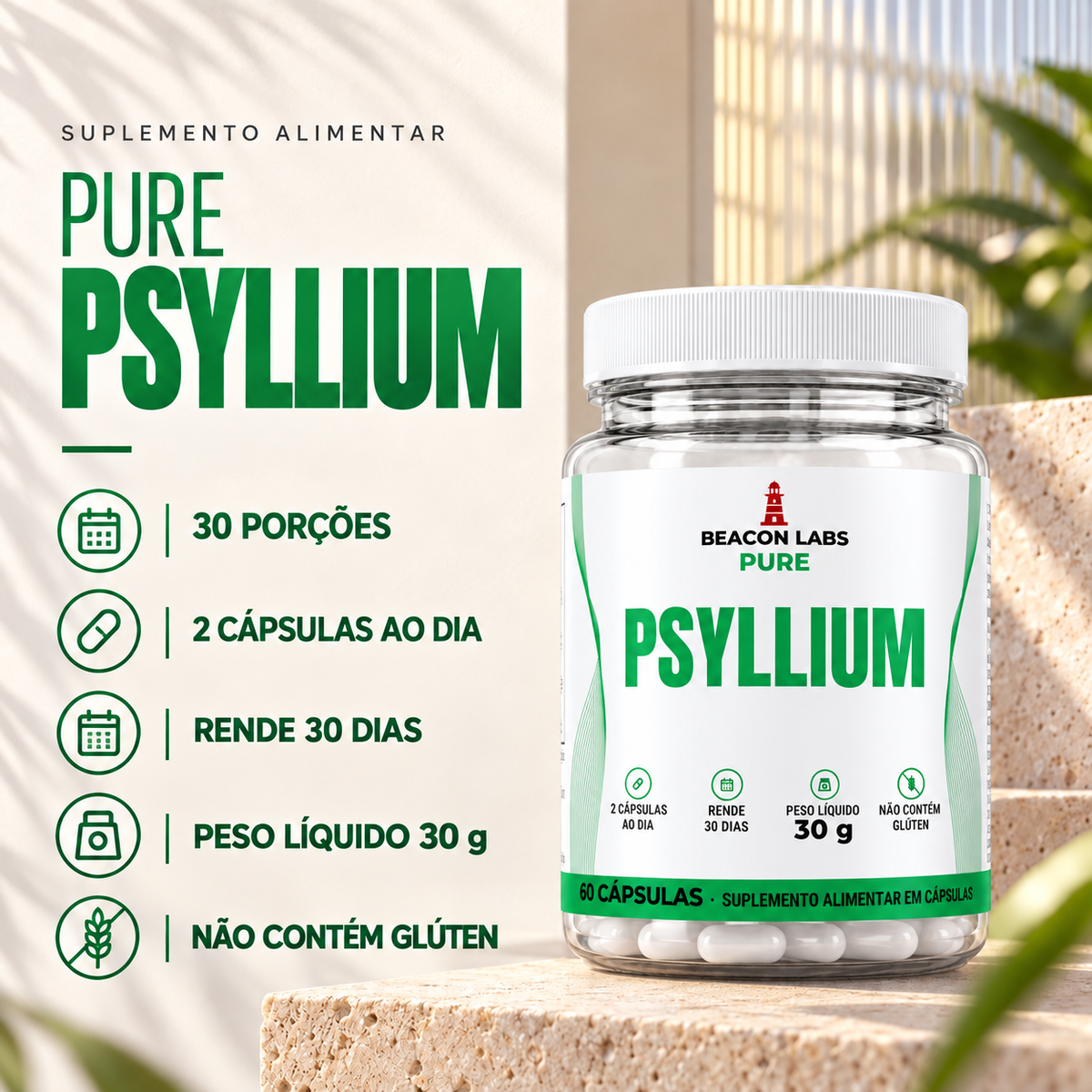 Pure Psyllium Plantago Ovata Casca da Semente – fatos dose