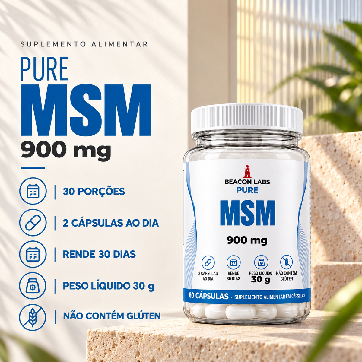 Pure MSM Metilsulfonilmetano 900mg – fatos dose