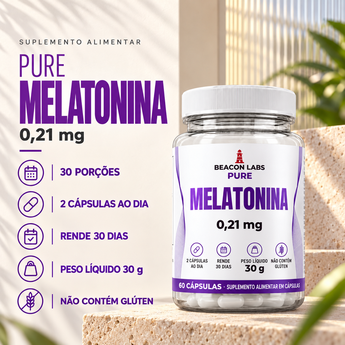 Pure Melatonina 0,21mg – fatos dose
