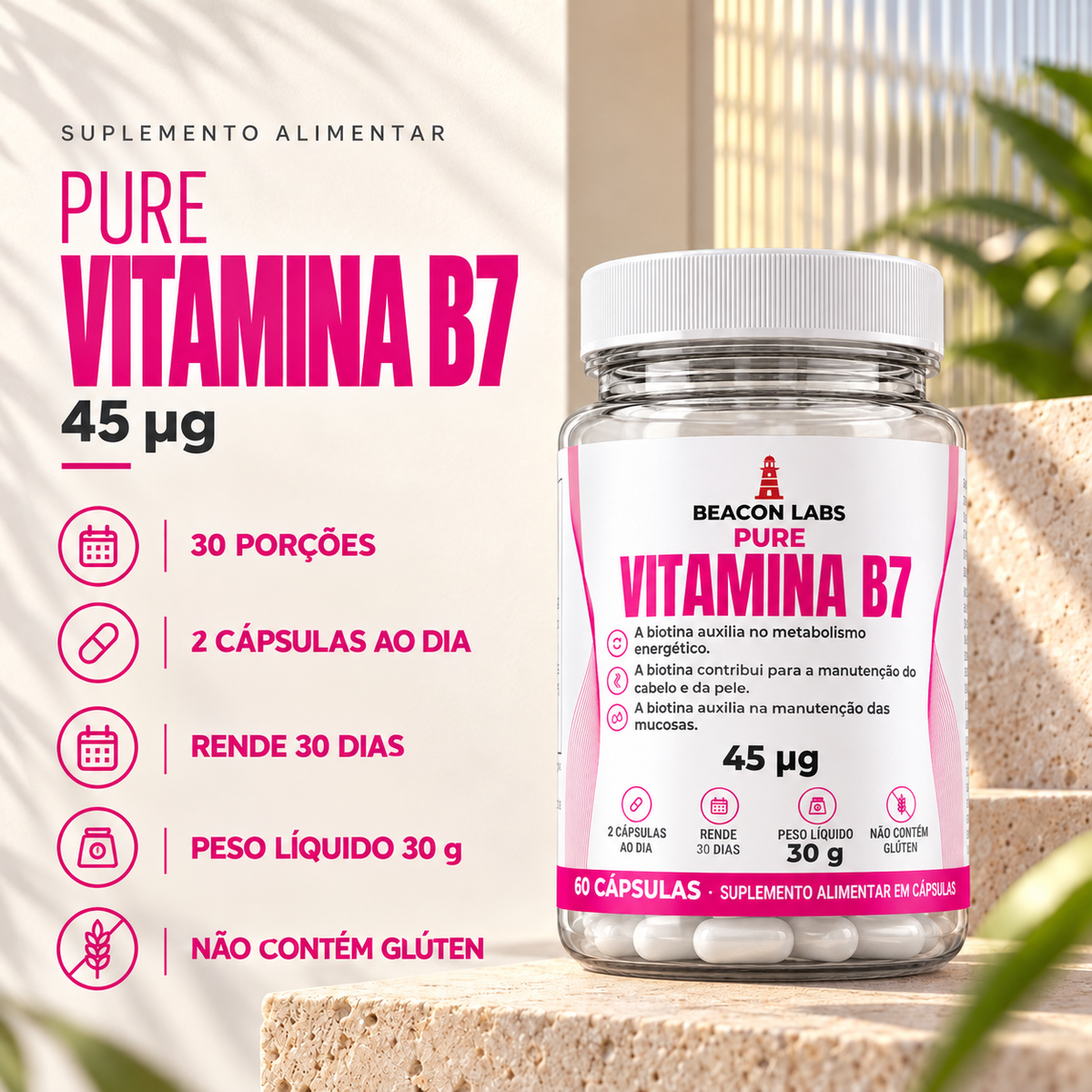 Pure Vitamina B7 Biotina 45mcg – fatos dose