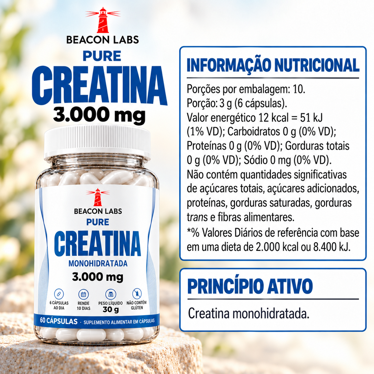 Pure Creatina Monohidratada 1000mg – tabela ingredientes