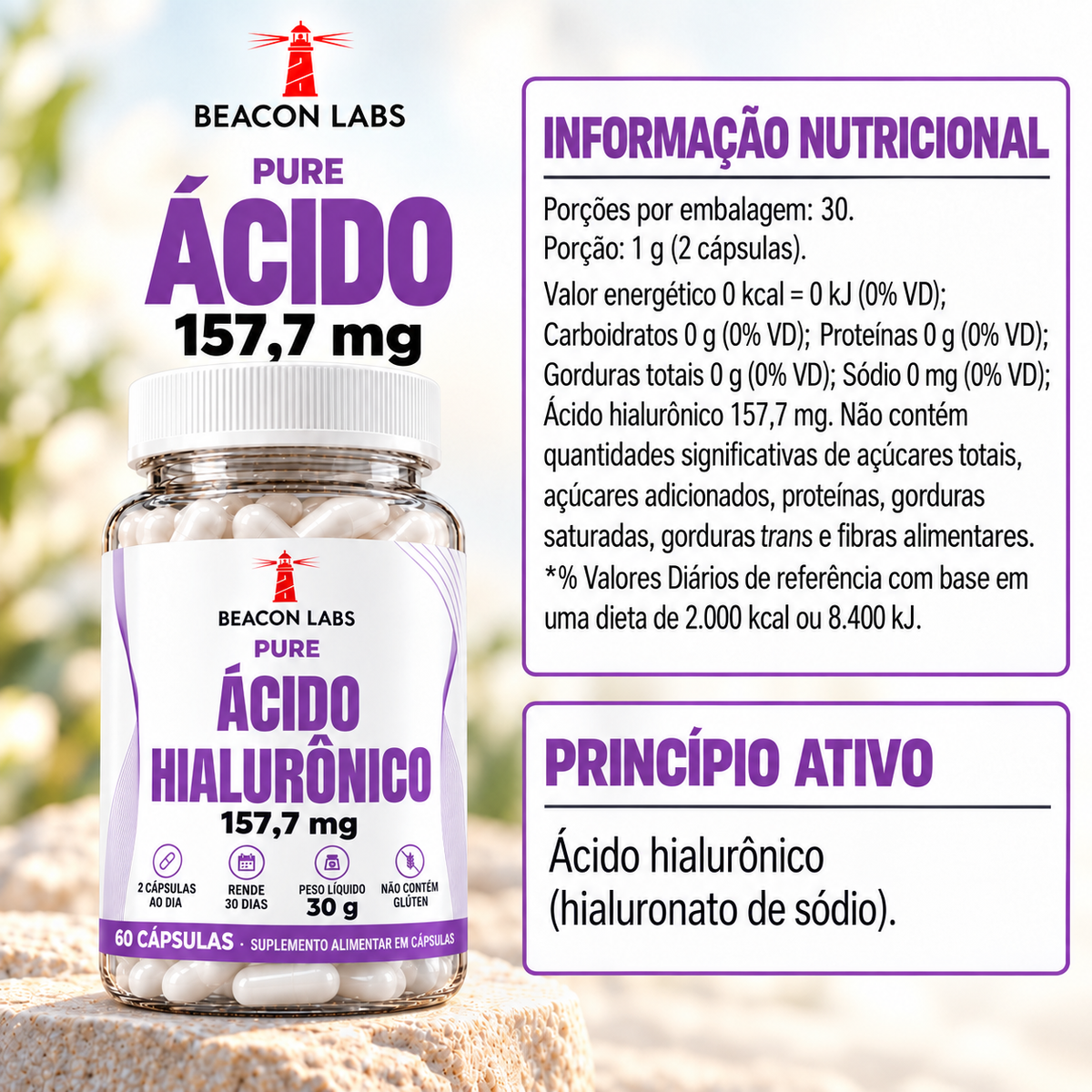 Pure Ácido Hialurônico 157,7mg – tabela ingredientes