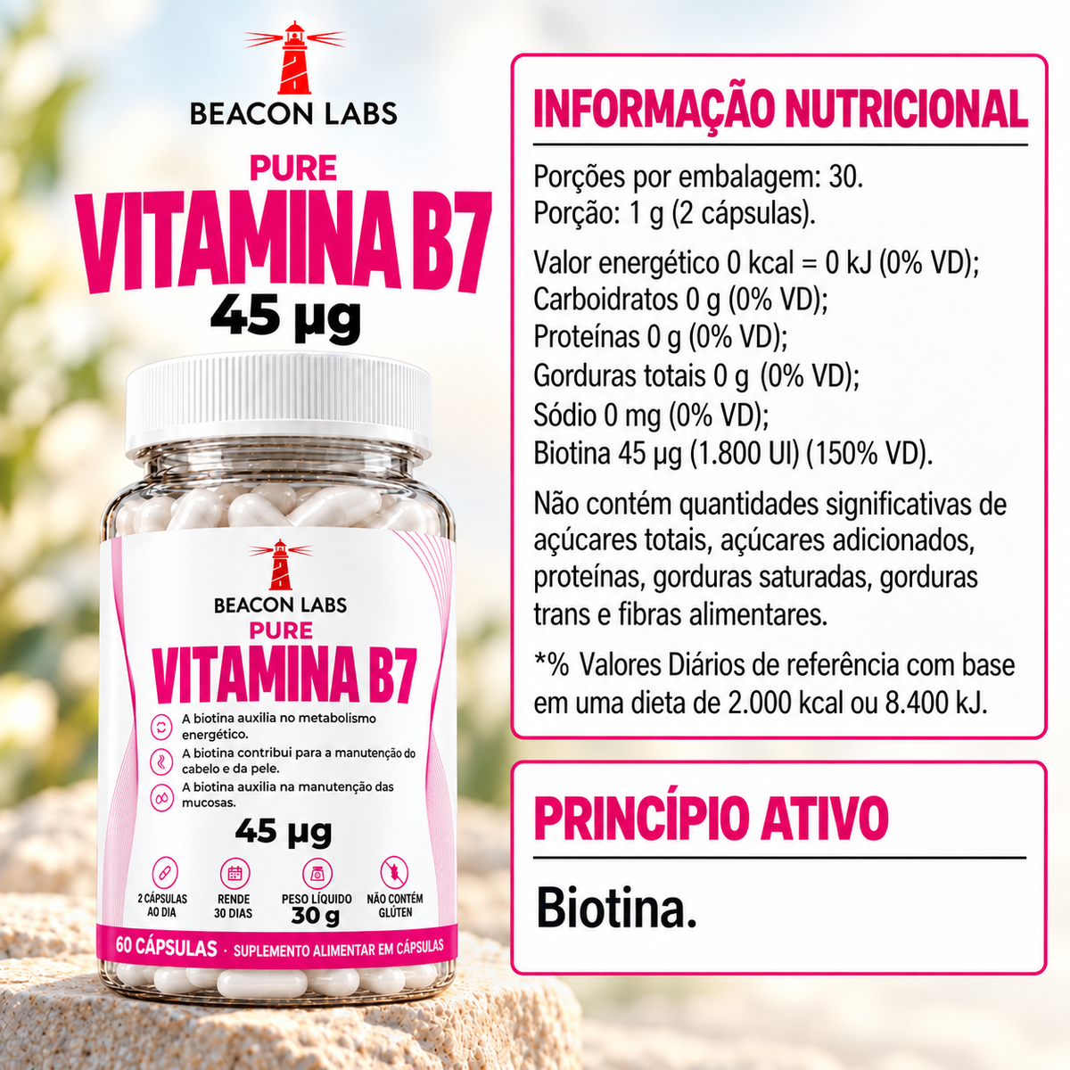 Pure Vitamina B7 Biotina 45mcg – tabela ingredientes