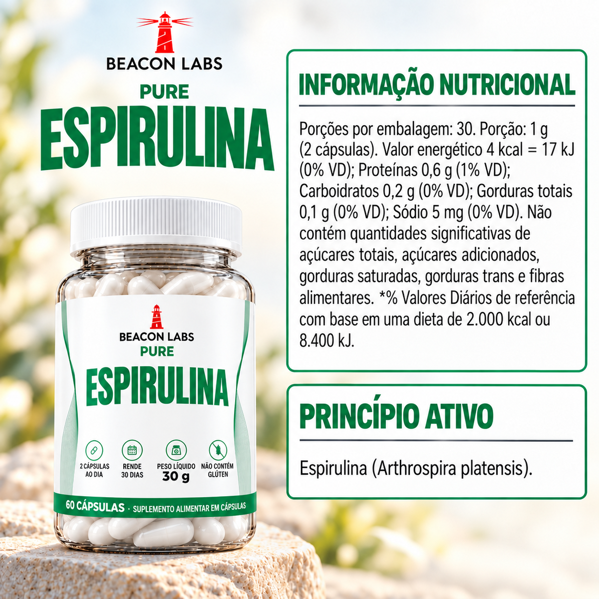 Pure Espirulina Spirulina – tabela ingredientes