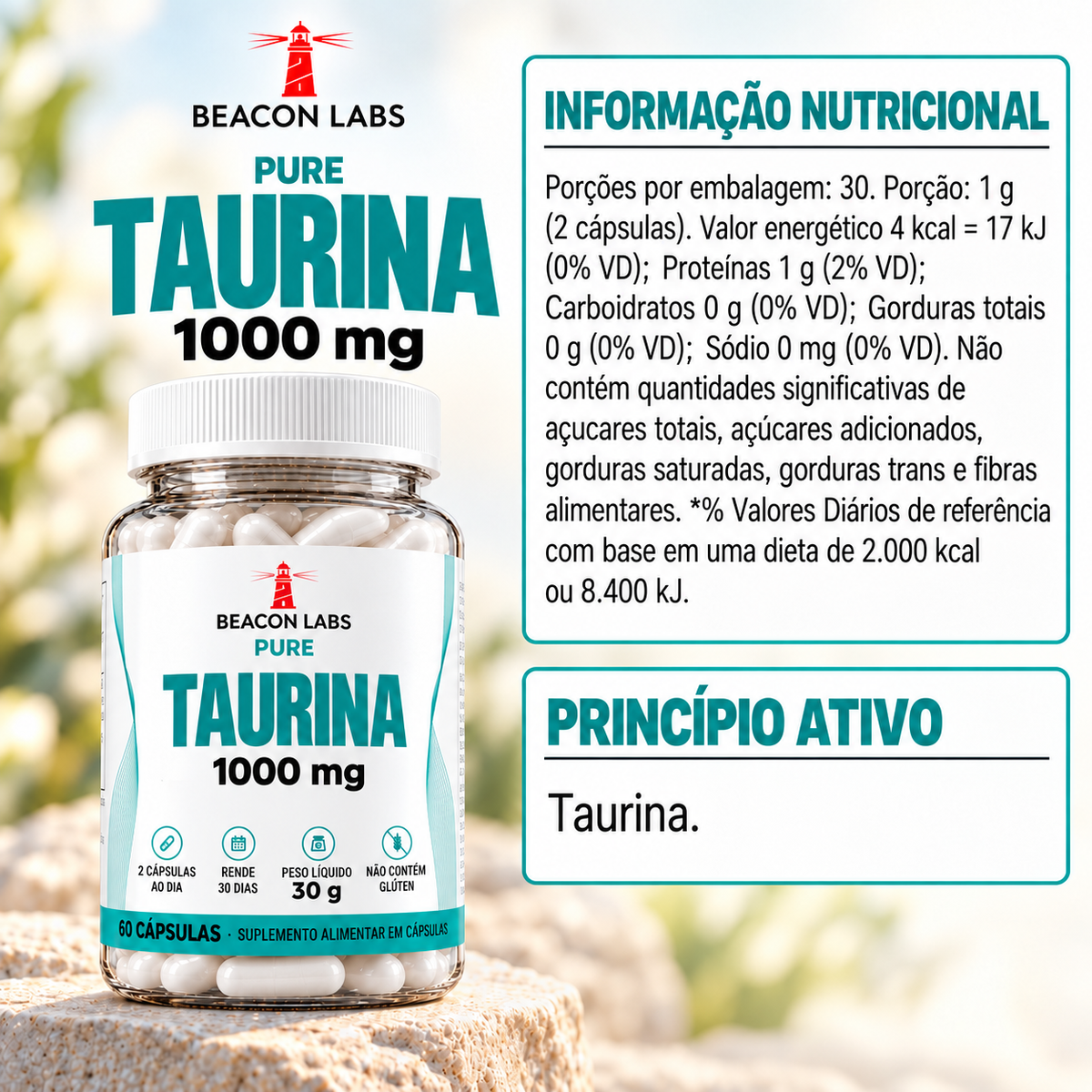 Pure Taurina 1000mg – tabela ingredientes