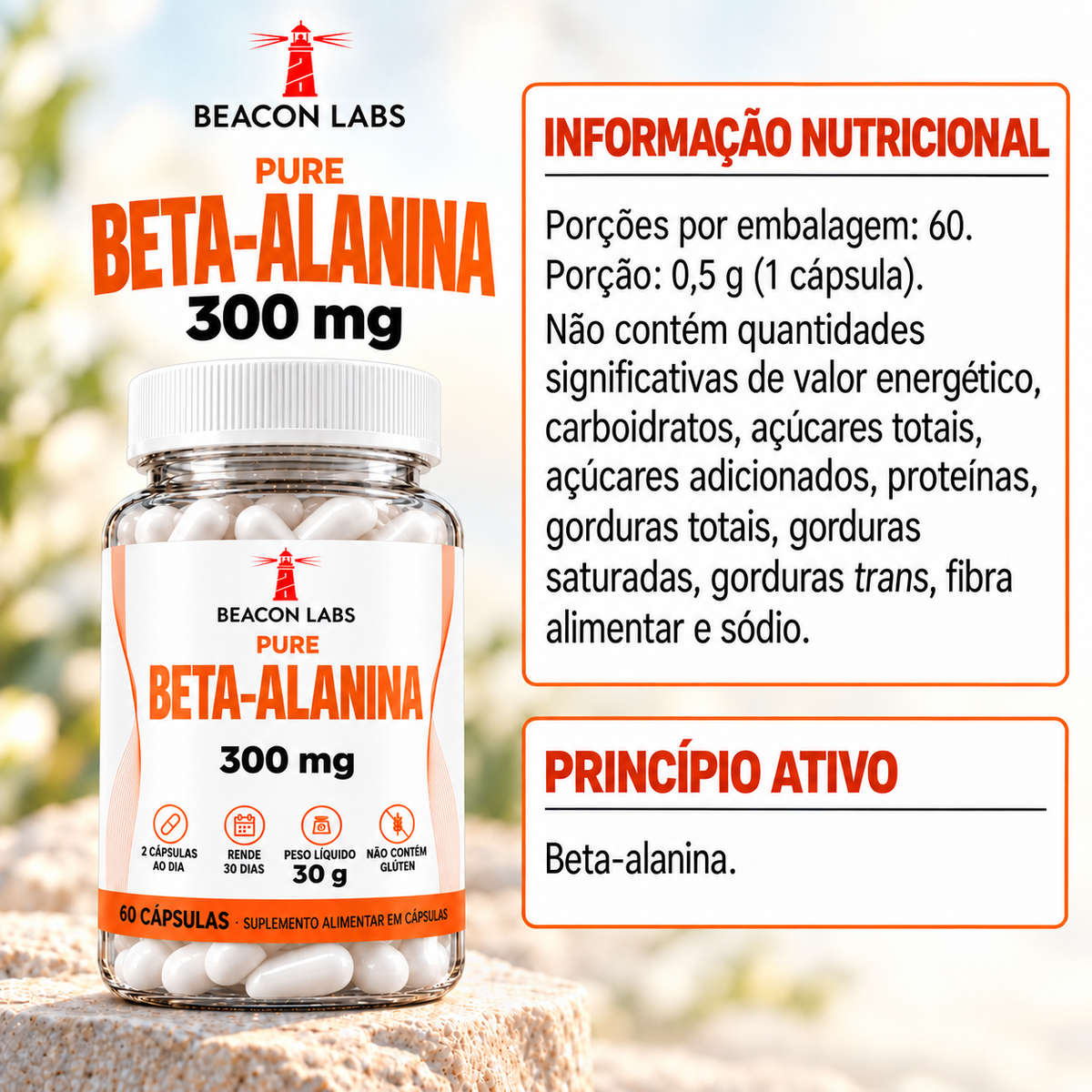 Pure Beta-Alanina 300mg – tabela ingredientes