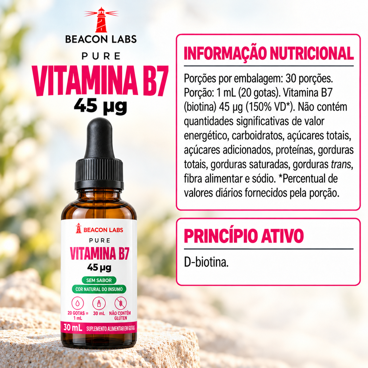 Pure Vitamina B7 Biotina 45mcg – tabela ingredientes