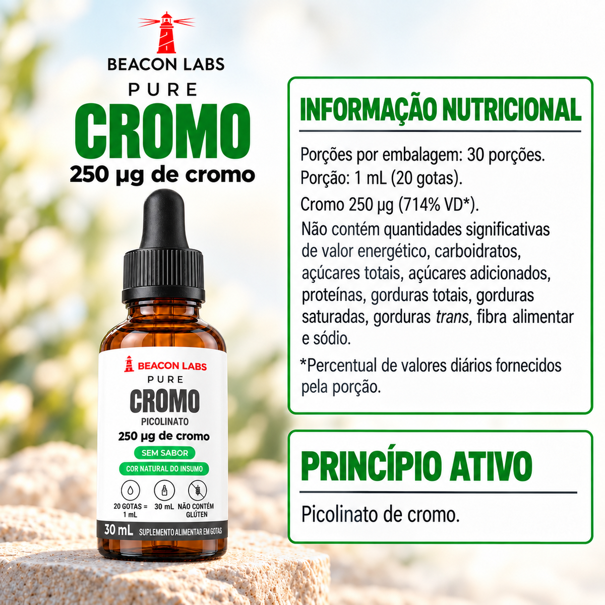 Pure Picolinato de Cromo 250mcg – tabela ingredientes
