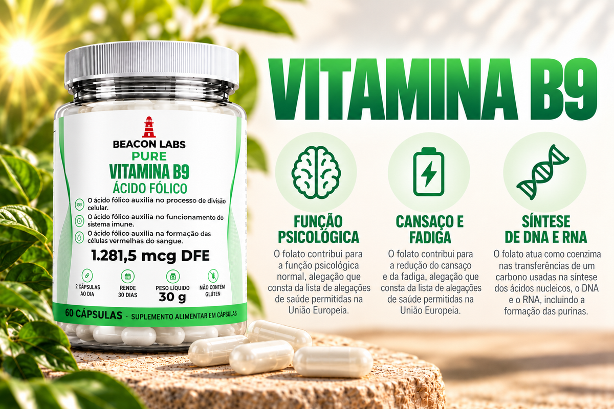 Pure Vitamina B9 Ácido Fólico 1.281,5mcg DFE – cards d3