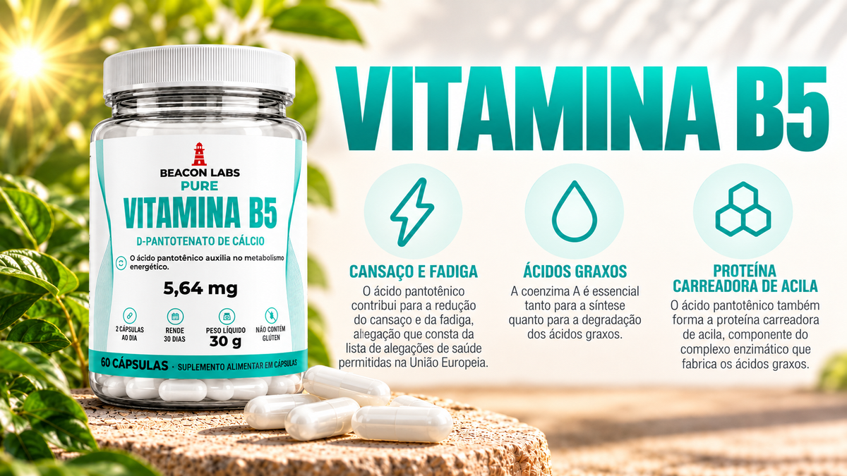 Pure Vitamina B5 Ácido Pantotênico 5,64mg – cards d3