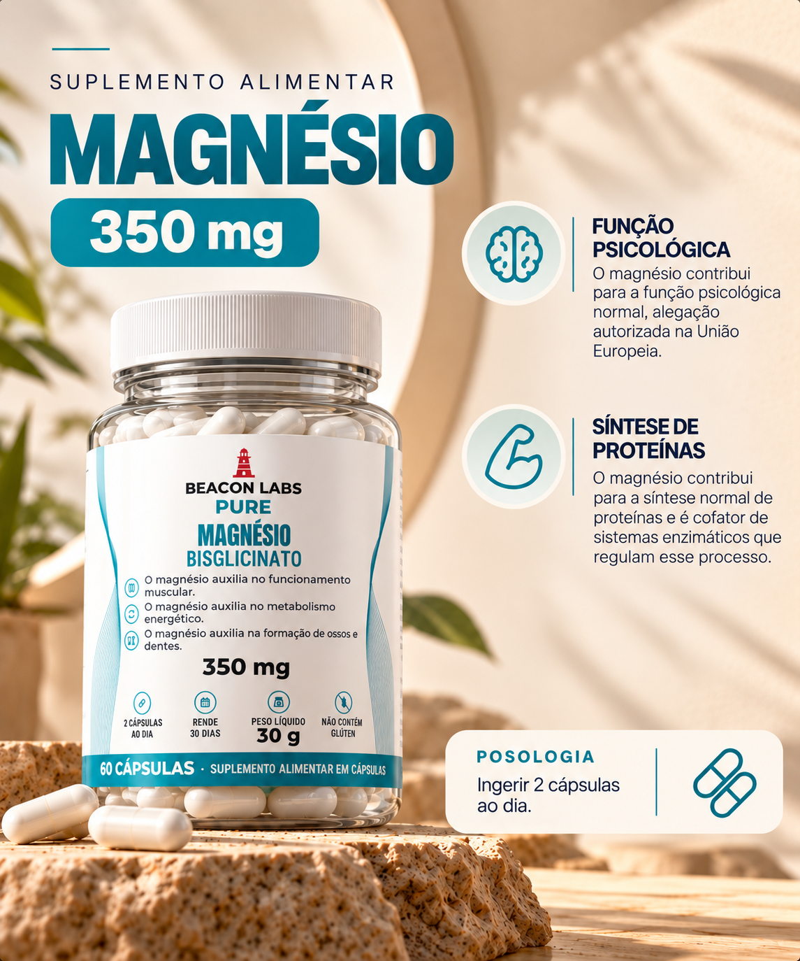 Pure Magnésio Bisglicinato 350mg – lista posologia d3