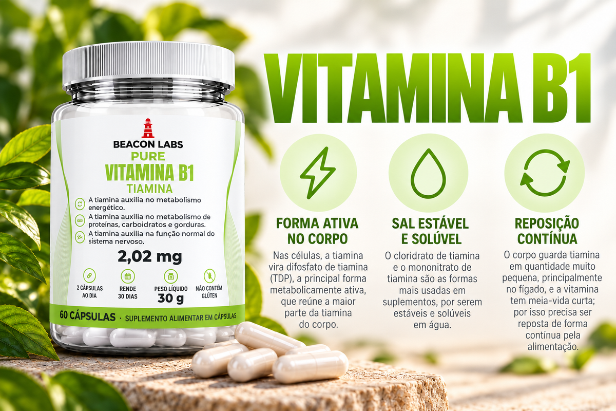 Pure Vitamina B1 Cloridrato de Tiamina 2,02mg – cards vitc