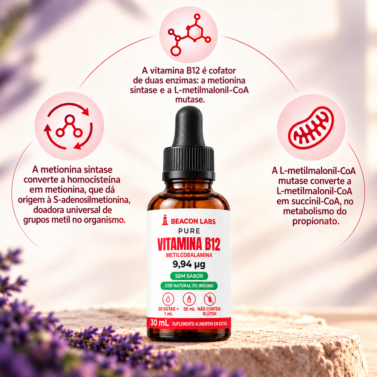 Pure Vitamina B12 Metilcobalamina 9,94mcg – anel melatonina