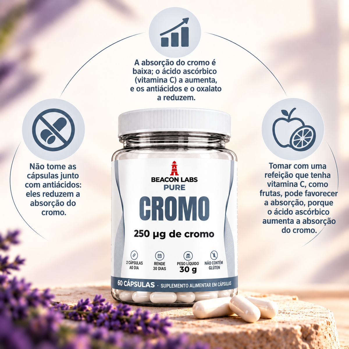 Pure Picolinato de Cromo 250mcg – anel melatonina