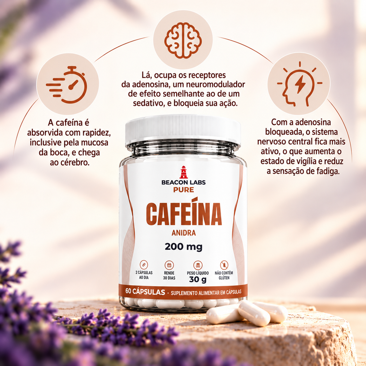 Pure Cafeína Anidra 200mg – anel melatonina