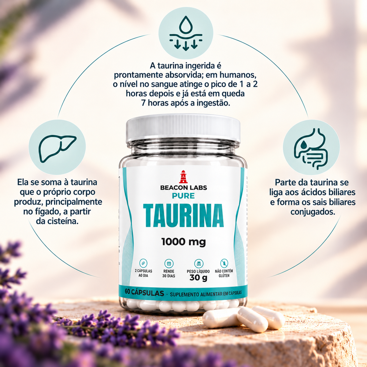 Pure Taurina 1000mg – anel melatonina