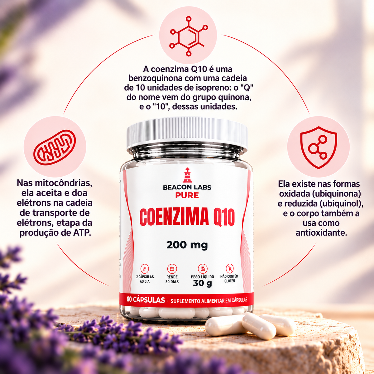 Pure Coenzima Q10 Ubiquinona 200mg – anel melatonina