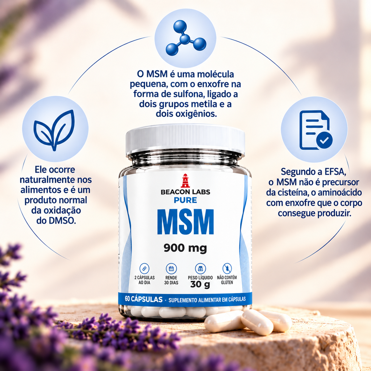 Pure MSM Metilsulfonilmetano 900mg – anel melatonina