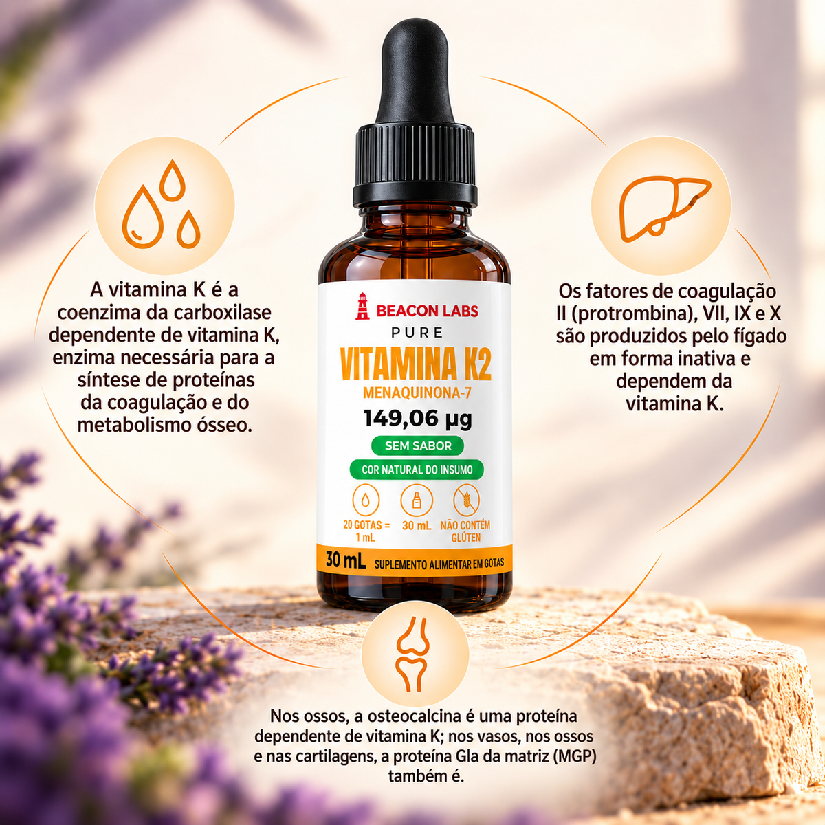 Pure Vitamina K2 MK-7 Menaquinona 149,06mcg – anel melatonina