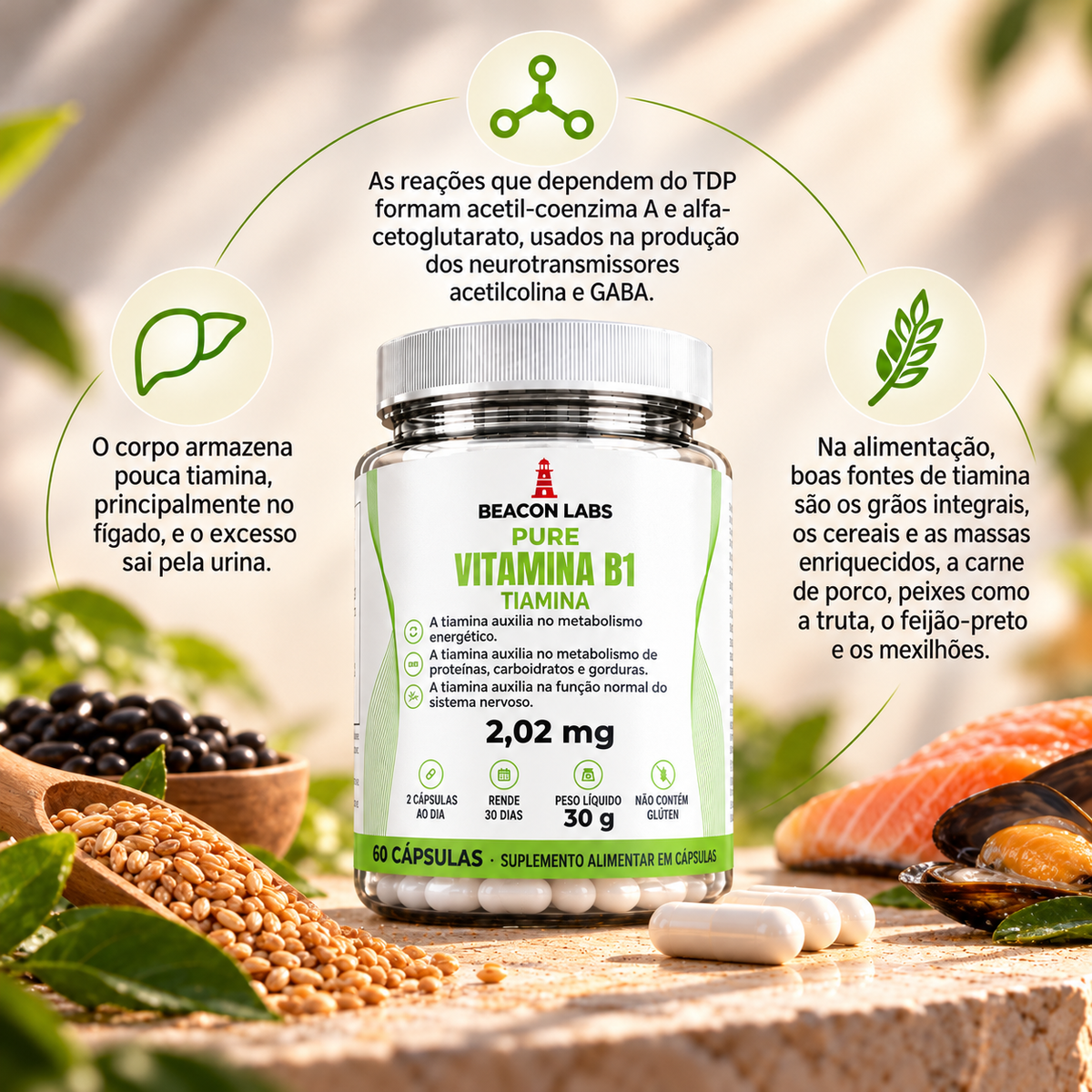 Pure Vitamina B1 Cloridrato de Tiamina 2,02mg – anel vitc