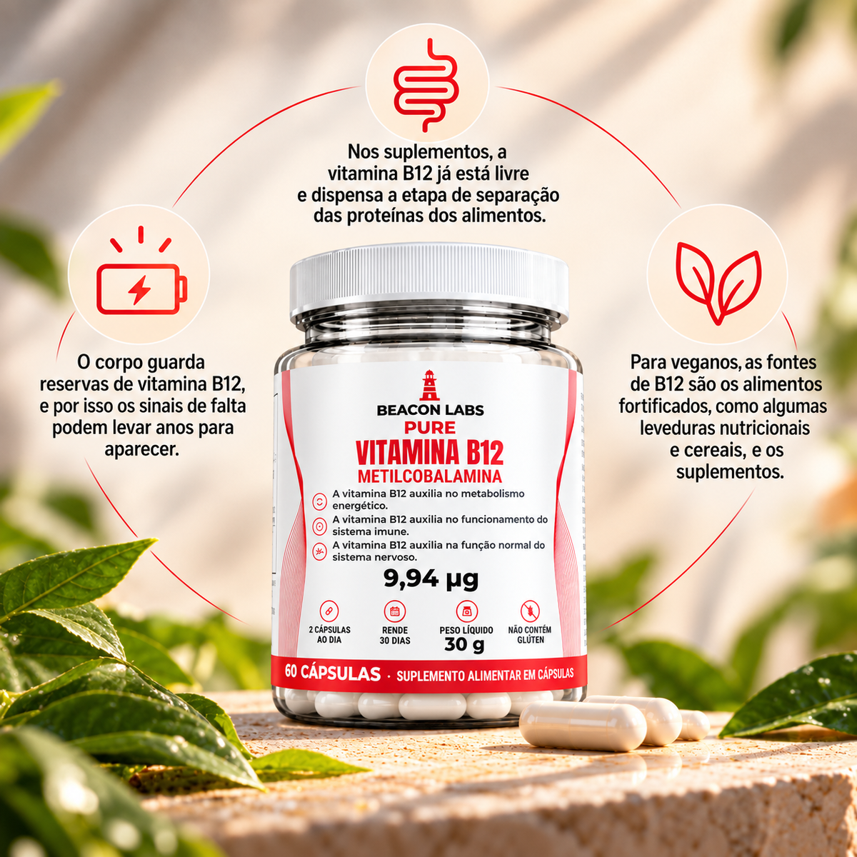 Pure Vitamina B12 Metilcobalamina 9,94mcg – anel vitc