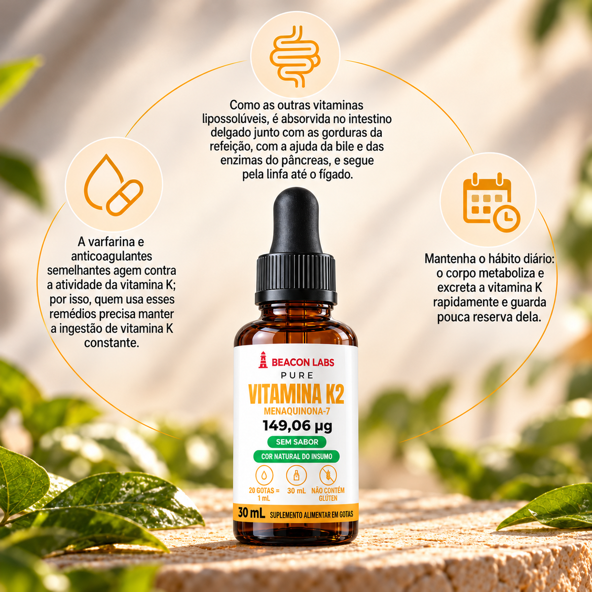 Pure Vitamina K2 MK-7 Menaquinona 149,06mcg – anel vitc