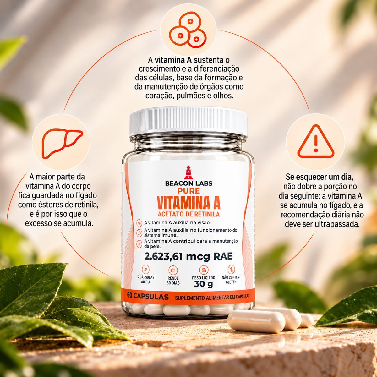 Pure Vitamina A Acetato de Retinila 2.623,61mcg RAE – anel vitc