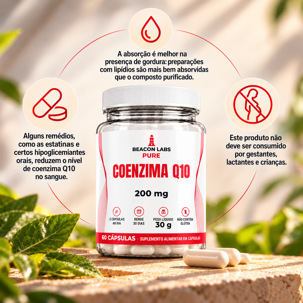 Pure Coenzima Q10 Ubiquinona 200mg – anel vitc