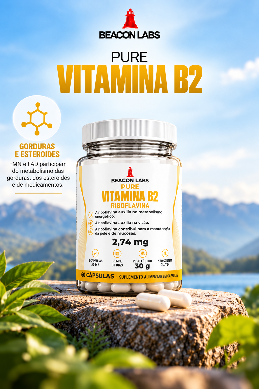 Pure Vitamina B2 Riboflavina 2,74mg – grade vertical