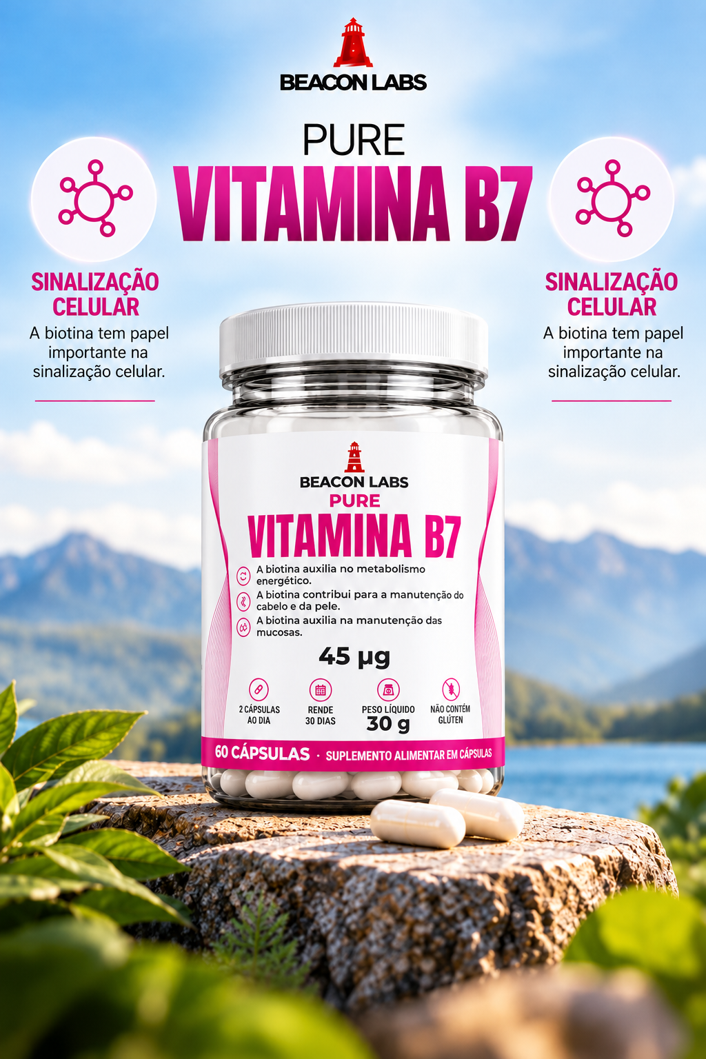 Pure Vitamina B7 Biotina 45mcg – grade vertical