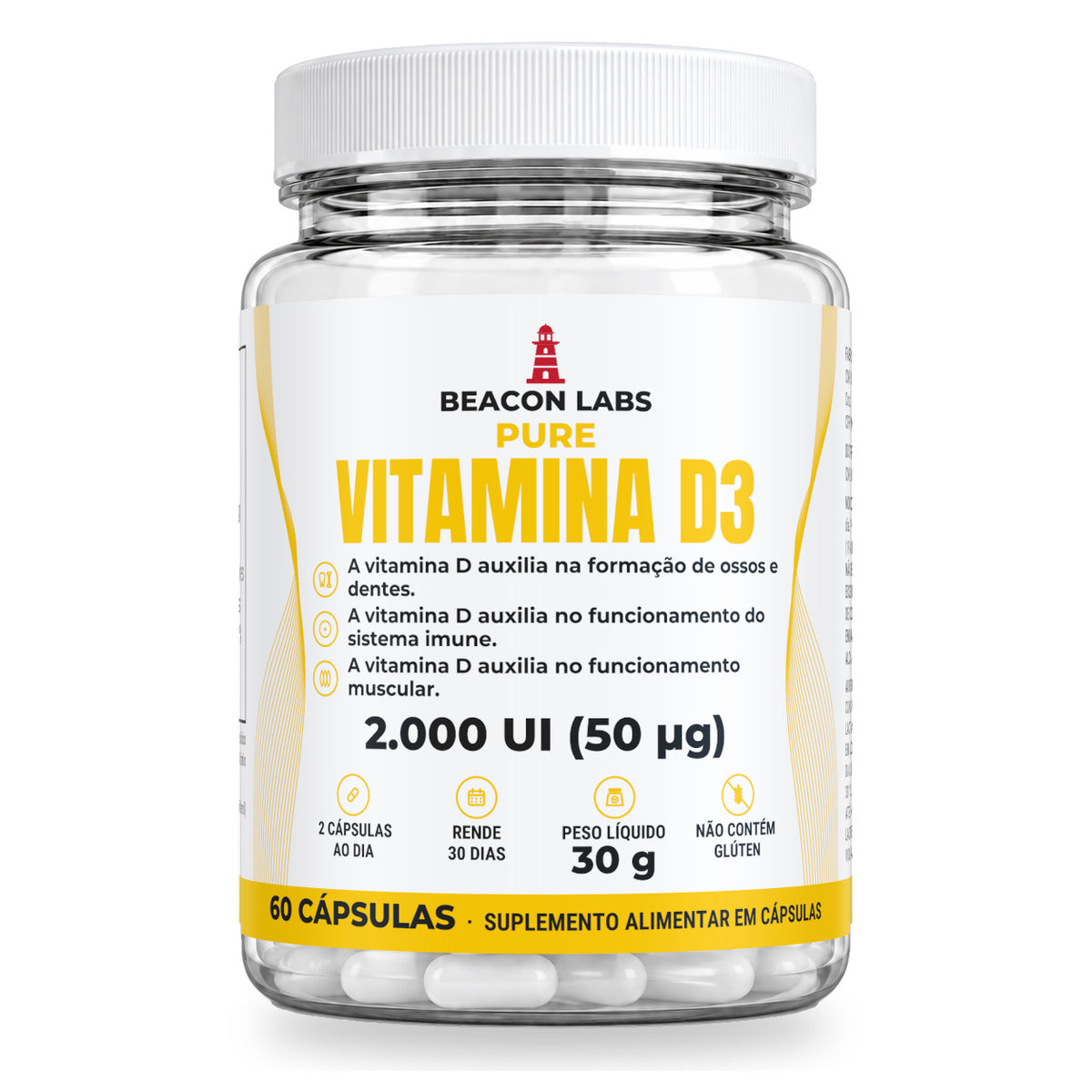 Combo Magnésio + Vitamina D3 – Pure Vitamina D3 Colecalciferol 2.000 UI (frente)