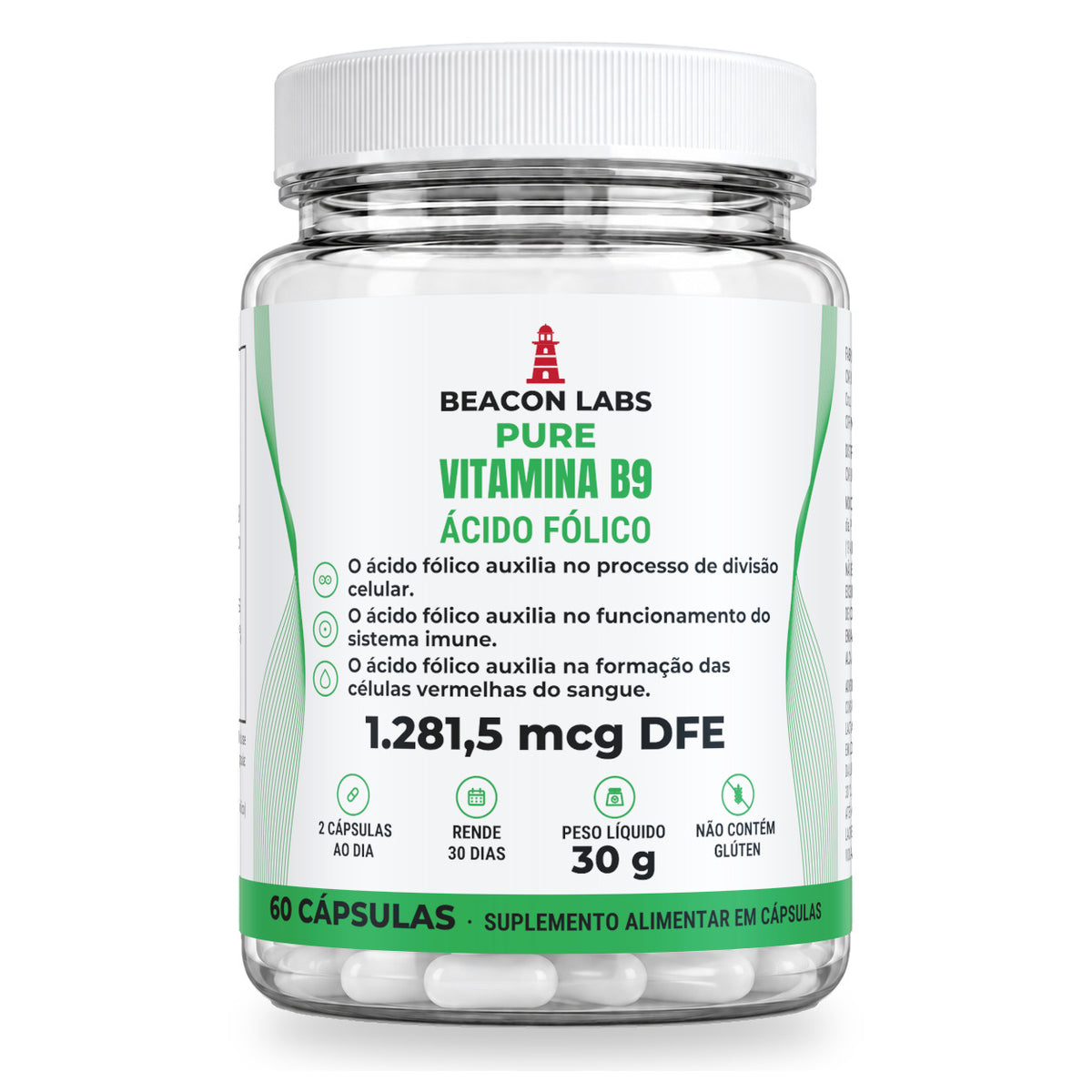 Combo Vitaminas B6, B9, B12 e C – Pure Vitamina B9 Ácido Fólico 1.281,5mcg DFE (frente)