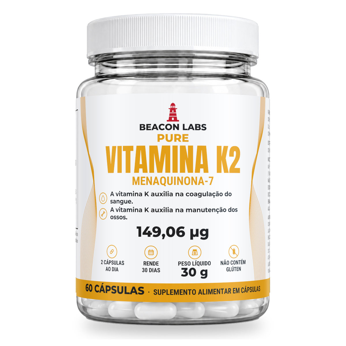 Pure Vitamina K2 MK-7 Menaquinona 149,06mcg – frente