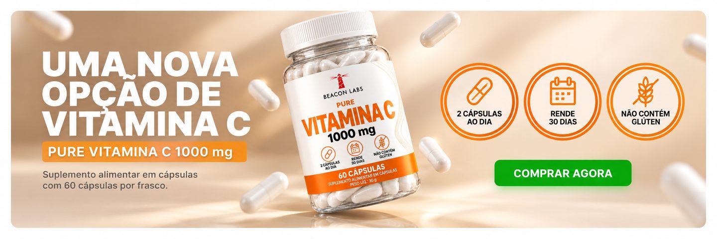 Uma nova opção de vitamina C. Pure Vitamina C 1000 mg. Suplemento alimentar em cápsulas com 60 cápsulas por frasco. 2 cápsulas ao dia, rende 30 dias, não contém glúten. Comprar agora.